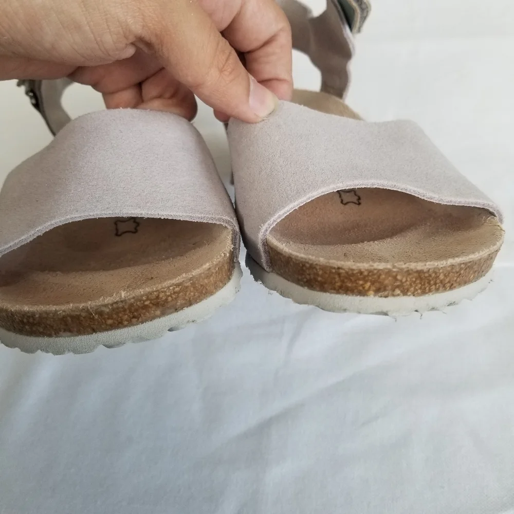 Papillio By Birkenstock Eve Wedge Suede Sandal in Blue Grey Size 7-7.5 Narrow